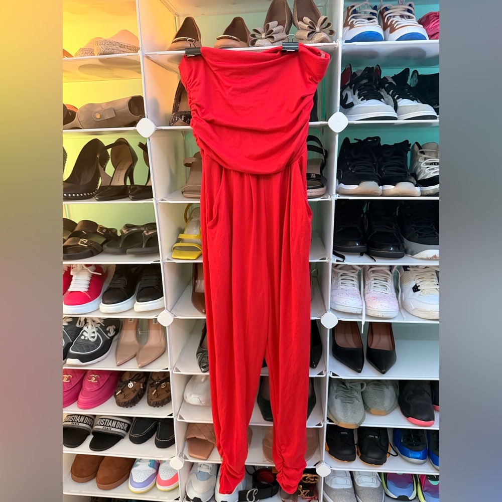 Stylish Red Women's Jumpsuit Small. Very stretchy and comfy